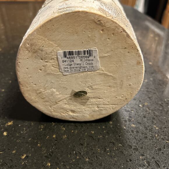 Rustic Lodge Utensil Crock made By Evergreen With Pine Cone And Wilderness Theme - Picture 7 of 12